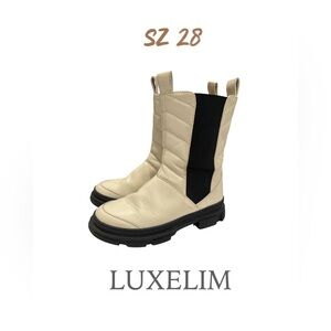 LUXELIM  SZ 28 Chelsea boots  ivory/black